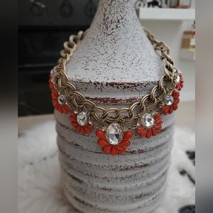 🧡Gorgeous Gold and Orange Floral Necklace